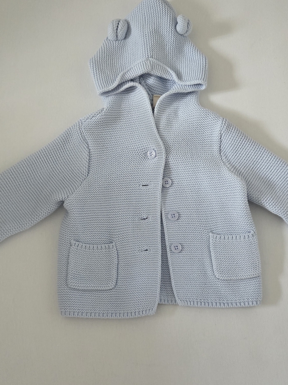 Baby Gap Knit Hooded Jacket - Light Blue